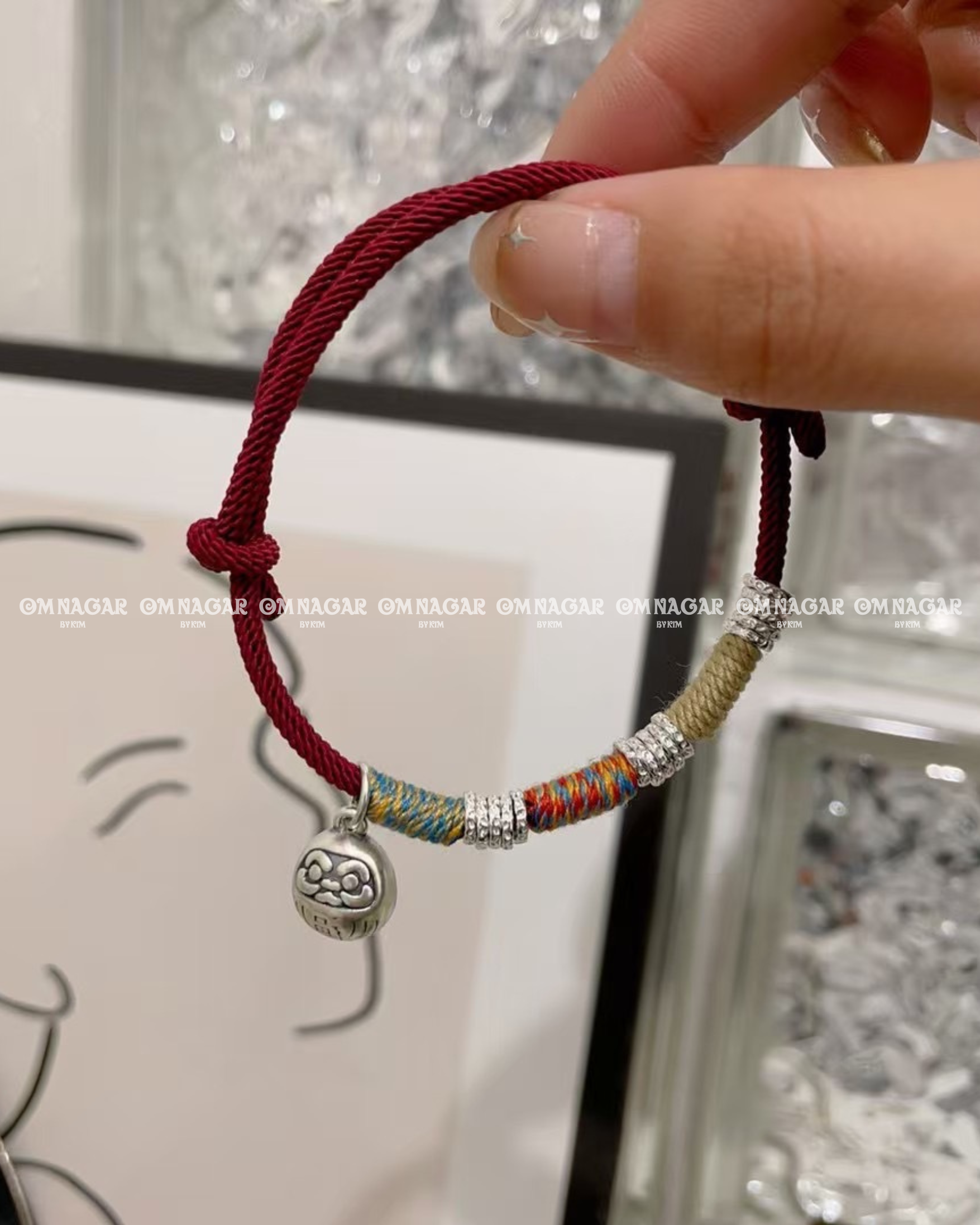 Chỉ Đỏ Ngũ Sắc Daruma Chiêu Phúc Bạc 999 – Bình An & Tài Lộc