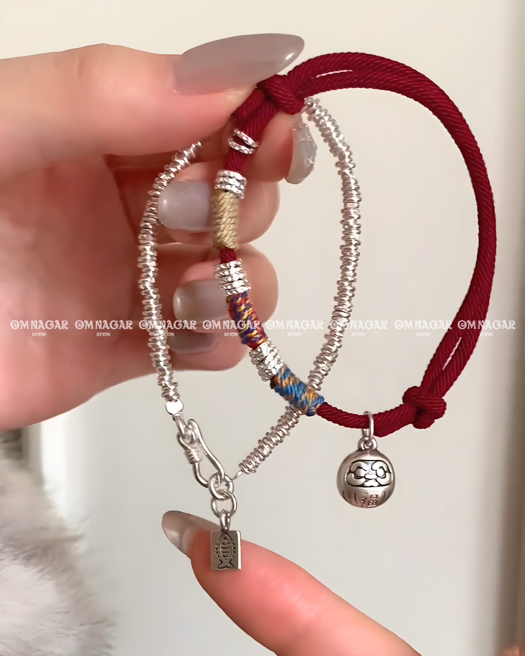 Chỉ Đỏ Ngũ Sắc Daruma Chiêu Phúc Bạc 999 – Bình An & Tài Lộc