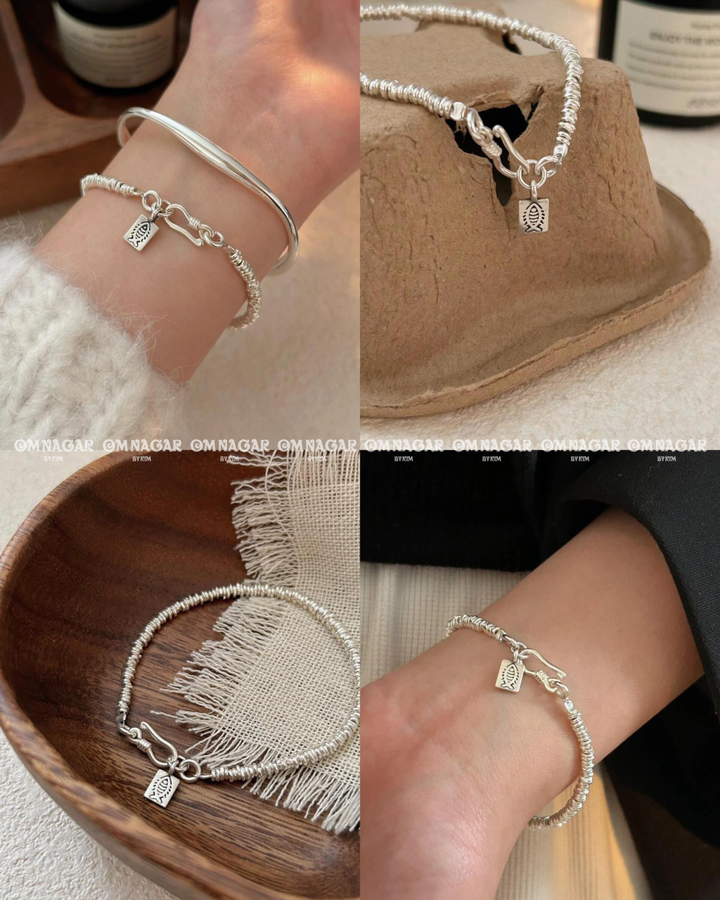 Vòng đá Garnet Hồng Lựu & Charm Kim Tiền Bạc 999 - sinh khí & bảo hộ