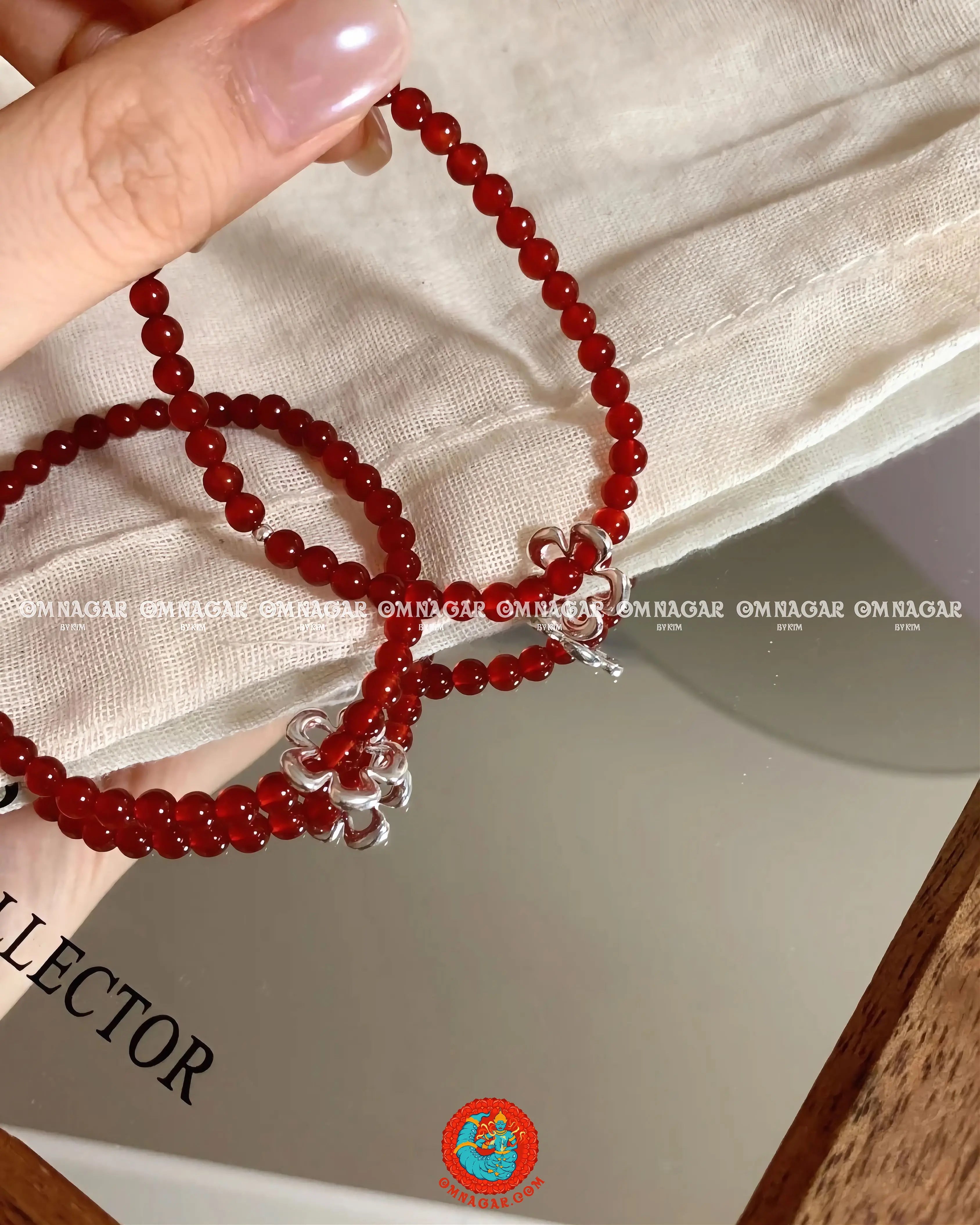 Vòng đá Mã Não Đỏ & Charm Hoa Bạc 925 -  nhiệt huyết & bảo hộ