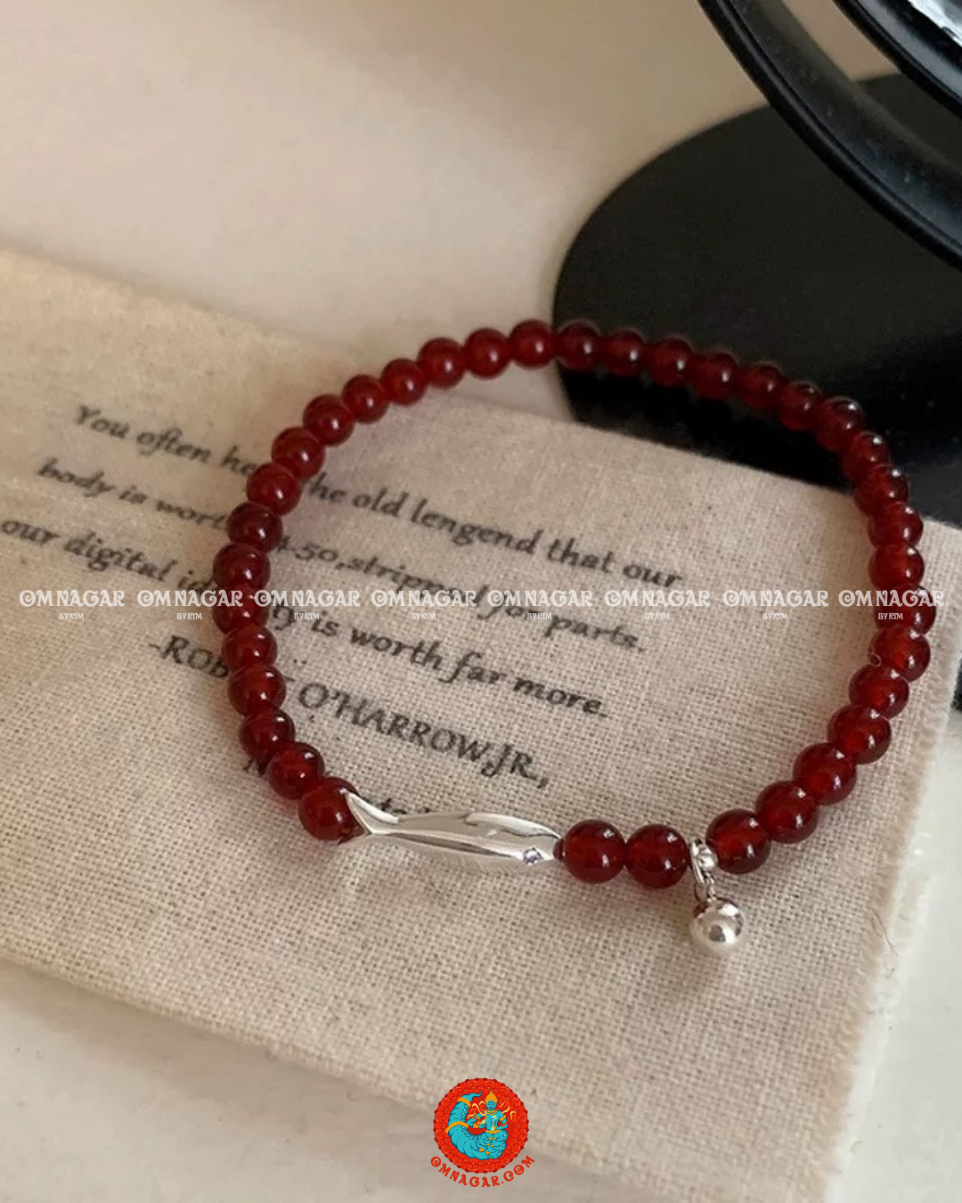 Vòng đá Mã Não Đỏ & Charm Cá Bạc 925 -  dư dả & bảo hộ