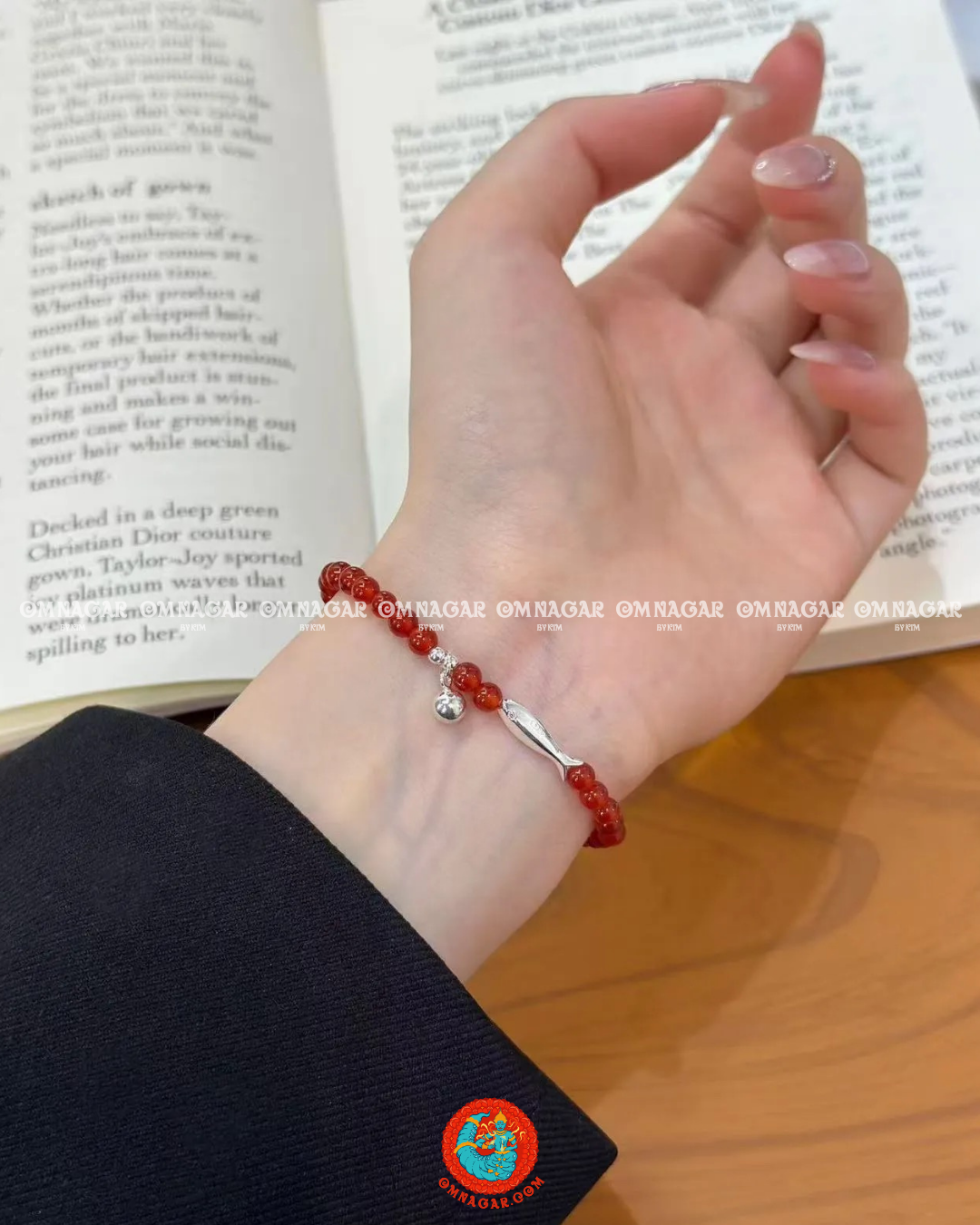 Vòng đá Mã Não Đỏ & Charm Cá Bạc 925 -  dư dả & bảo hộ