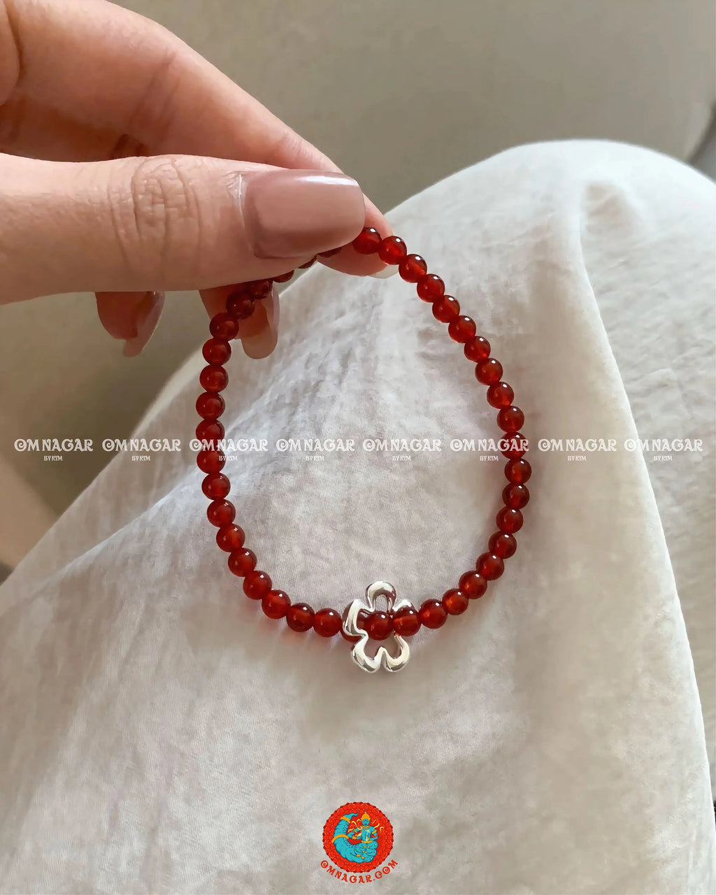 Vòng đá Mã Não Đỏ & Charm Hoa Bạc 925 -  nhiệt huyết & bảo hộ